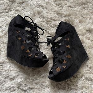 Charlotte Russe Suede Lace-Up Wedges